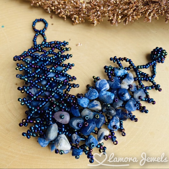 Lapis Lazuli Gemstone Beaded Handmade Bracelet - Picture 2 of 6